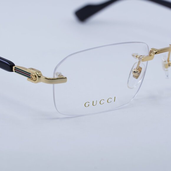 Gucci GG1221O 001 Eyeglasses Gold/Black 56mm Rectangle Frame - Picture 5 of 10